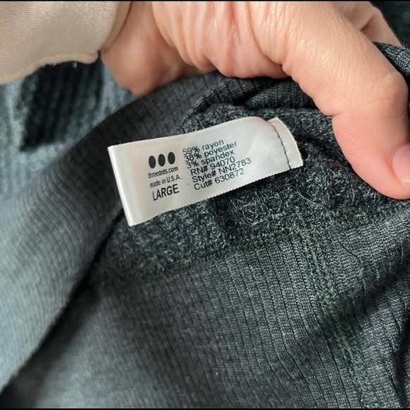 Three dots women’s dark green thermal high neck long sleeve pullover top large - Picture 4 of 6